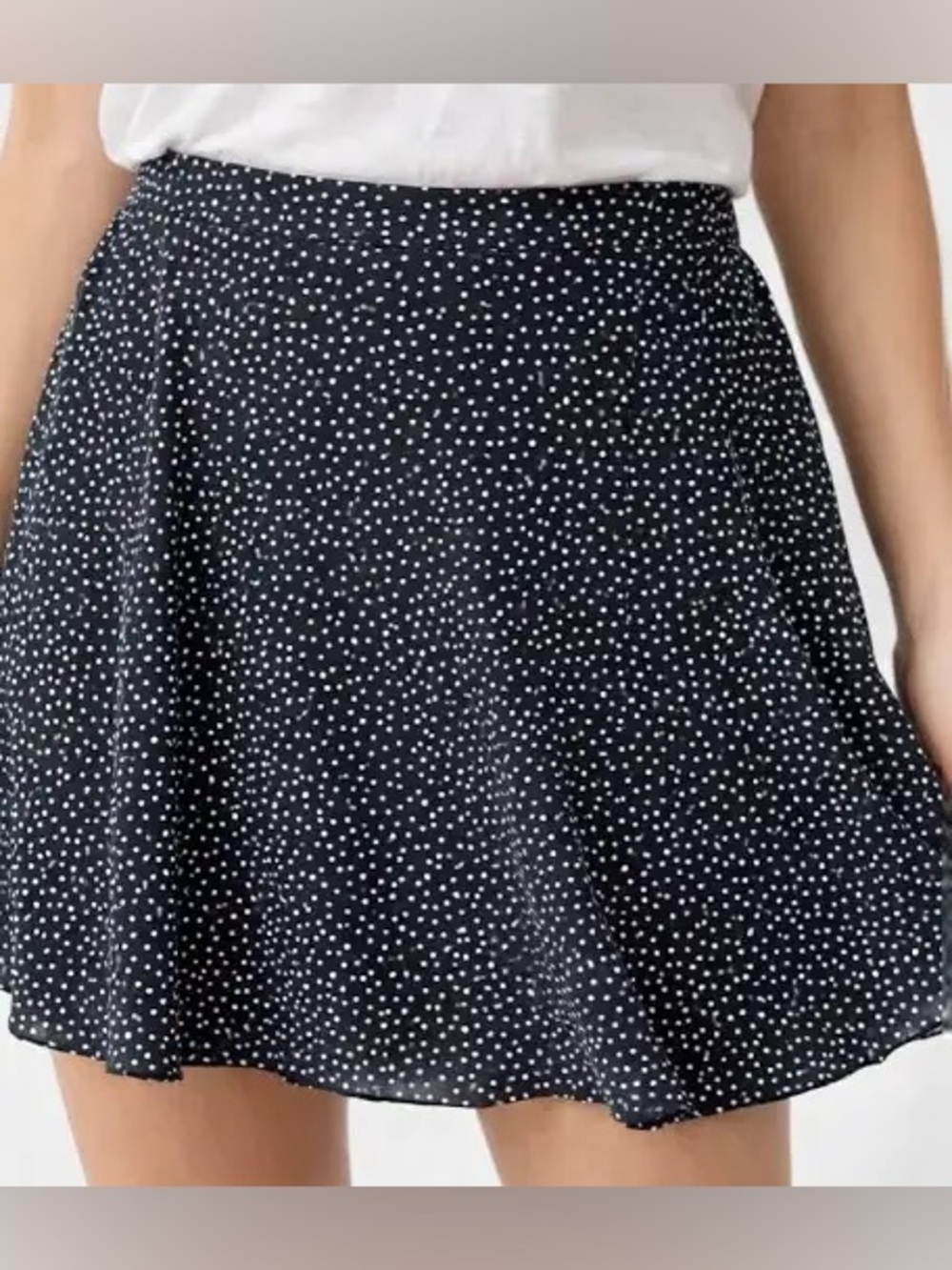 American Eagle Black White Polka Dot Stretch High-Waisted Crepe Mini Slip Skirt
